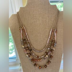 Earth Tone Multi‎ Strands Beaded Vintage Necklace